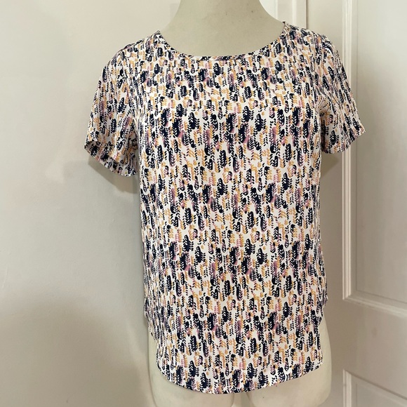 Simply Styled by Sears L Large Pink Blue Abstract Sleeveless Tiered Top - Picture 2 of 6